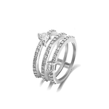 Load image into Gallery viewer, Bloom Spiral Diamond Ring with Trillion and Emerald Solitaires
