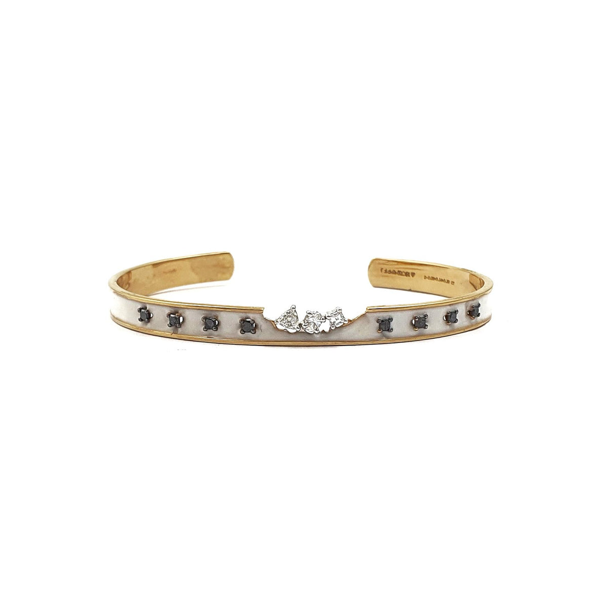Escape White Enamel Diamond Open Bracelet