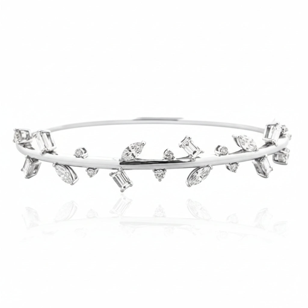 Rise Diamond Leaf Open Bracelet