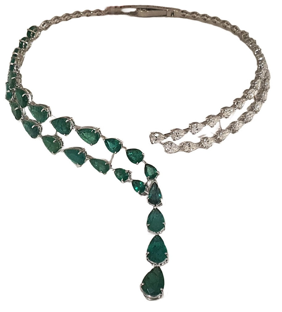 Bloom Emerald & Diamond Lariat Necklace