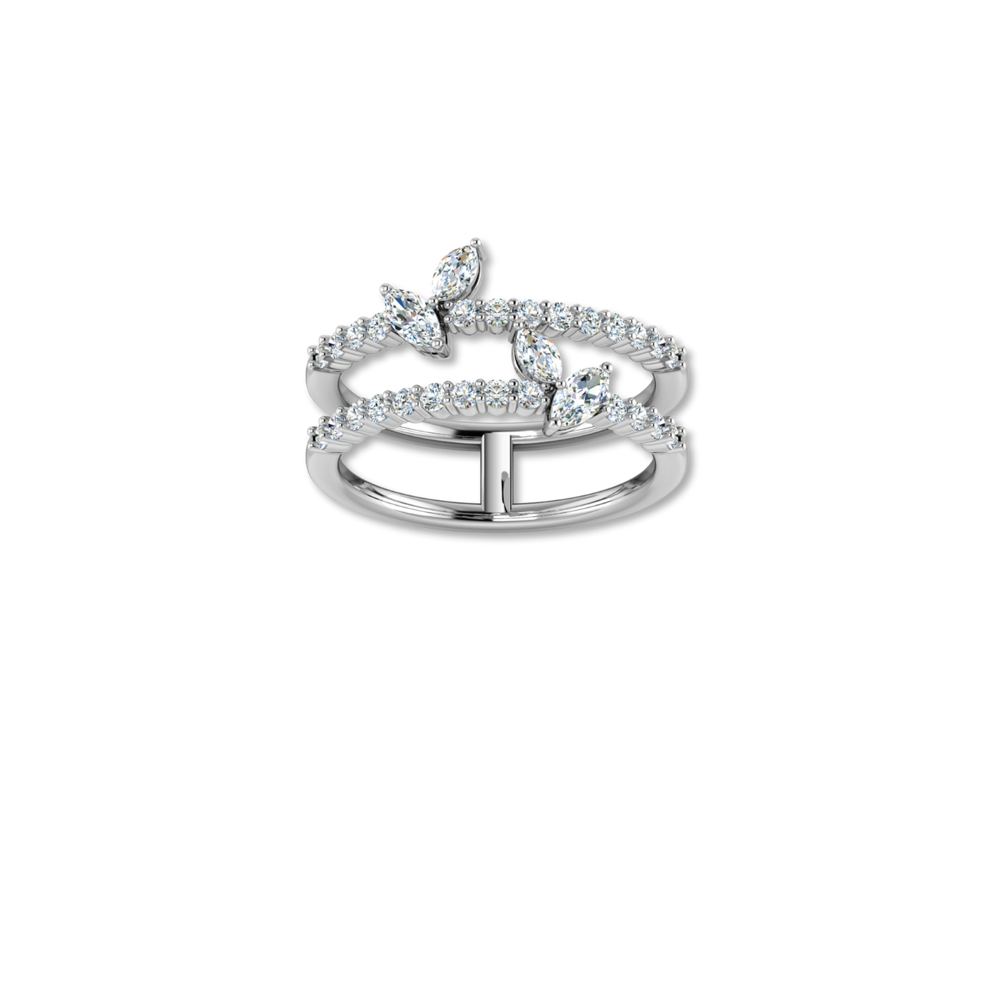 Bloom Double Open Leaf Diamond Ring
