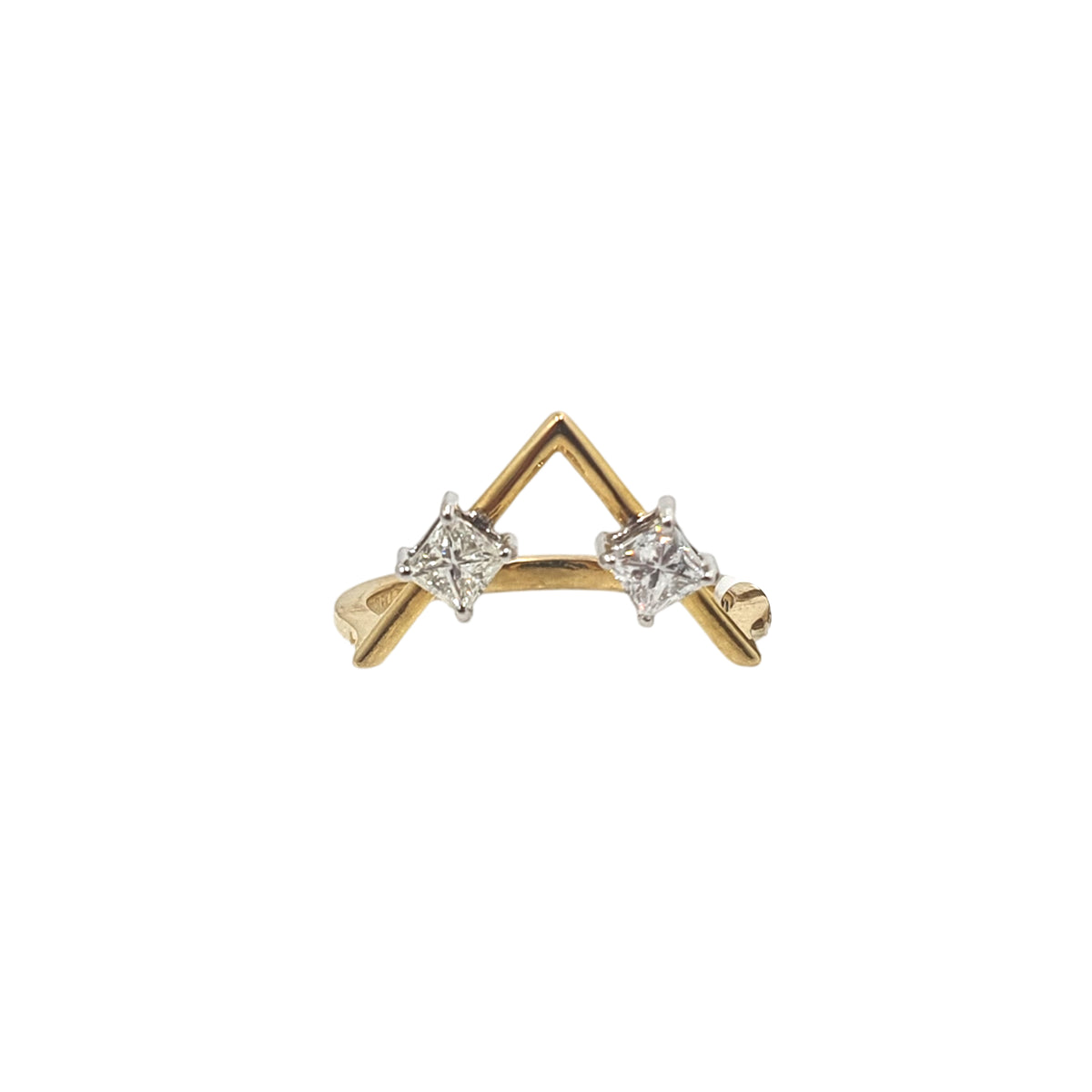 Rise Diamond Geometric Open Ring