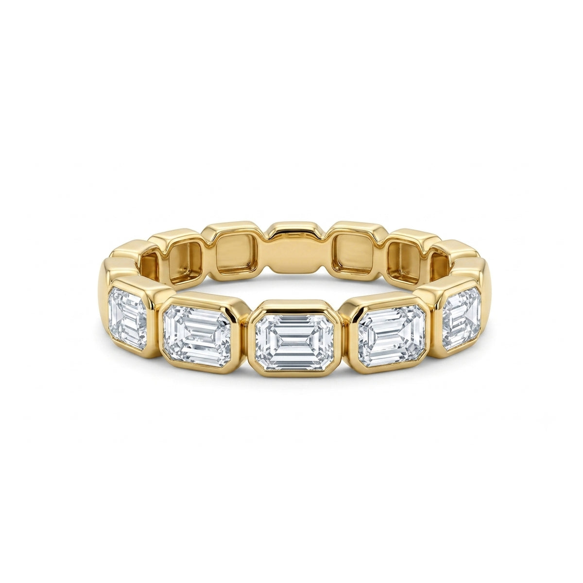 Bloom Emerald-Cut Diamond Link Ring