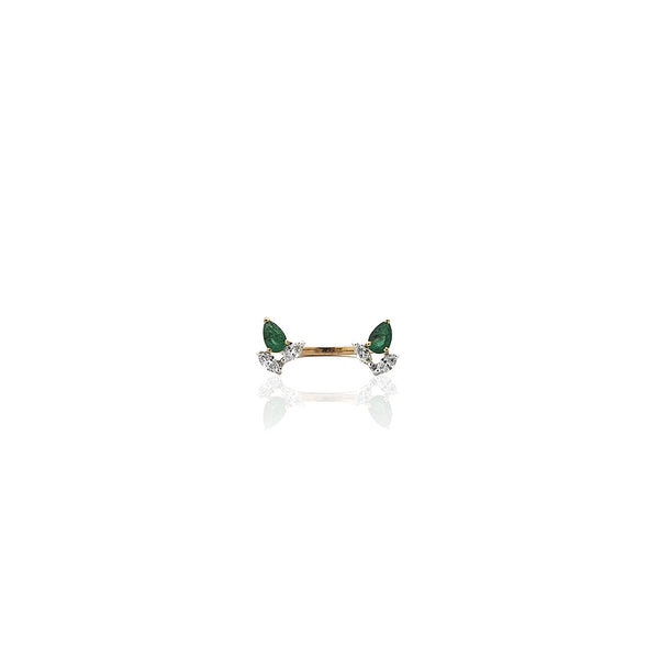 Bloom Ring with Pear Shape Zambian Emerald
