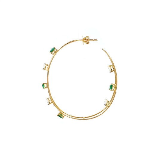 Two Line Small Marquise Hoops