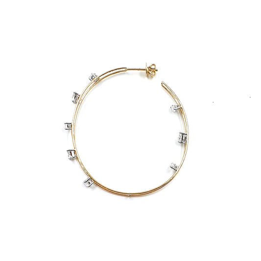 Two Line Pear And Marquise Hoops