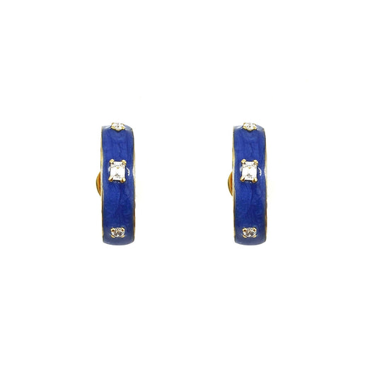 Emerald and Round Diamond Earring