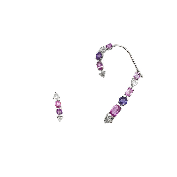 Ear Cuffs, Earcuffs, Diamond Earring, Diamond Ear cuffs Earring, Diamond Earring, Sapphire Ear Cuff, Sapphire Stone, Blue and purple sapphire gems stone, Sapphire Earring
