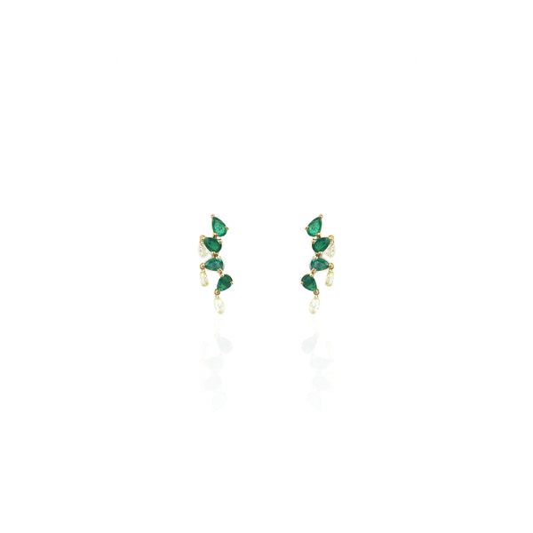 Bloom Ear Sliders with Pear Shape Zambian emeralds