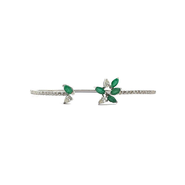 Bloom Centre Open Diamond Bracelet with Emeralds