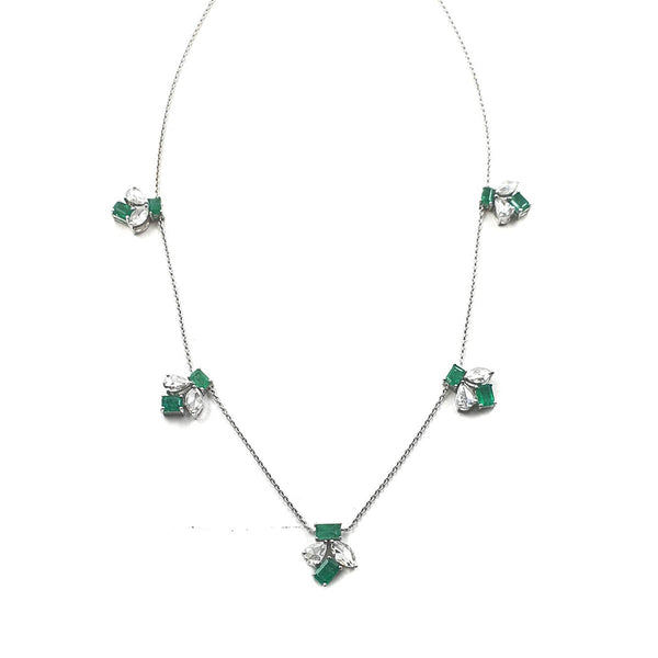 Bloom Emerald Necklace with Pear and Marquise cut Diamonds
