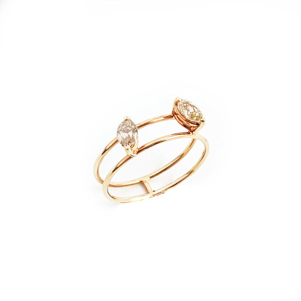 Escape Double Cord Marquise Ring