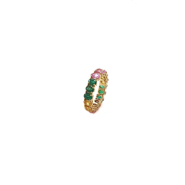 Bloom Eternity Band in Multi Sapphires and Green Emeralds