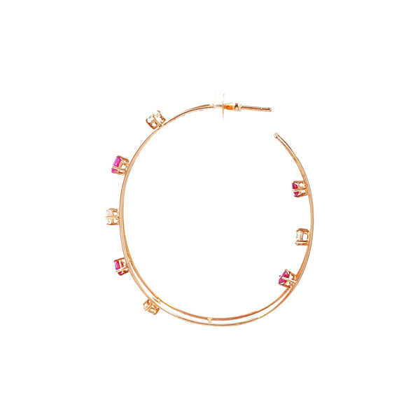 Escape Two Line Oval And Color Stone Hoops