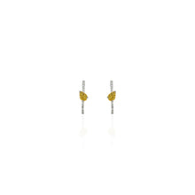 Load image into Gallery viewer, Carved Bloom Ear Huggies in leafy yellow sapphires
