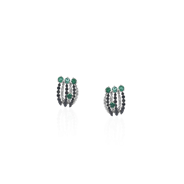 Yin & Yang Stud Earring with Emerald Stone