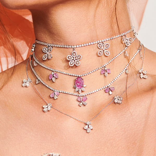 Bloom Diamond Necklace with Purple Sapphire