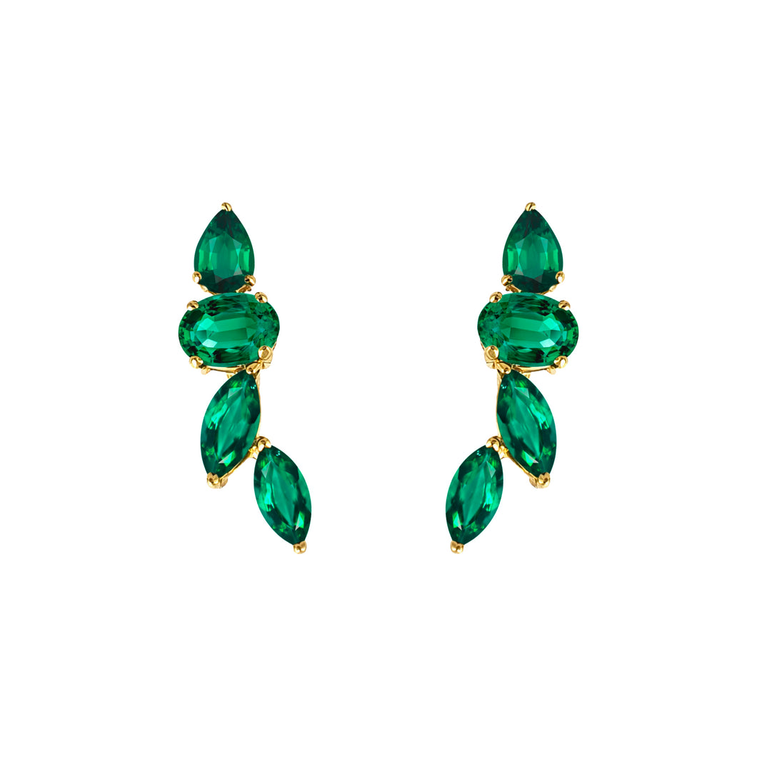 Bloom Ear Sliders in Zambian emeralds