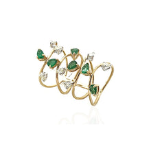 Load image into Gallery viewer, Rise Spiral Ring with Emerald and Diamond
