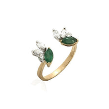 Load image into Gallery viewer, Bloom Ring with Marquise Shape Diamond and Zambian Emerald
