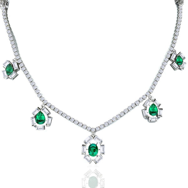 Bloom Diamond Choker cum Bracelet with Emerald Stone