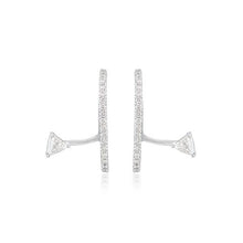 Load image into Gallery viewer, Trillion and round diamond ear huugies, diamond ear huggies, diamond huggies hoop earring , white gold ear huggies
