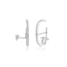 Load image into Gallery viewer, Diamond Ear Huggies, Diamond Huggies, Pear and round shape diamond earring. diamond earring, modern diamond earring, Huggies, White Gold Earring
