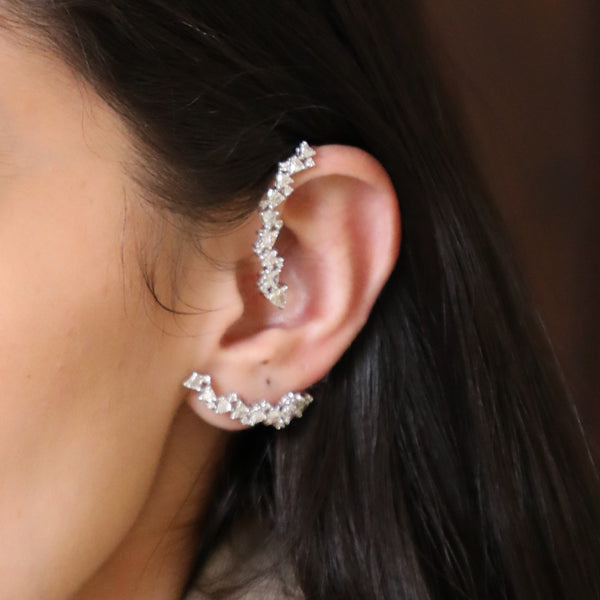 Ear Cuffs, Earcuffs, Diamond Earring, Diamond Ear cuffs Earring, Trio diamond earring, earring in white gold, 18k earring