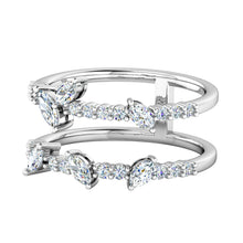 Load image into Gallery viewer, Bloom Two Line Ring with Leafy Diamonds
