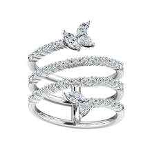 Load image into Gallery viewer, Bloom Spiral Diamond Ring with Leafy edges
