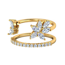 Load image into Gallery viewer, Bloom Contemporary Ring with Diamond band and leaves
