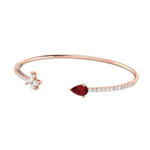 Load image into Gallery viewer, Bloom Contemporary Centre Open Diamond Bracelet with Ruby Stone
