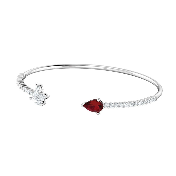 Bloom Contemporary Centre Open Diamond Bracelet with Ruby Stone