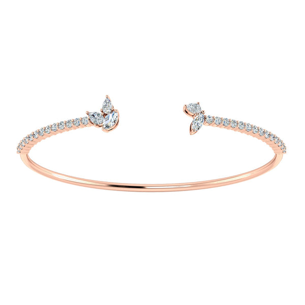 Bloom Contemporary Centre Open Diamond Bracelet with Leafy edges