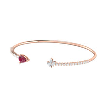 Load image into Gallery viewer, Bloom Contemporary Centre Open Diamond Bracelet with Ruby Stone
