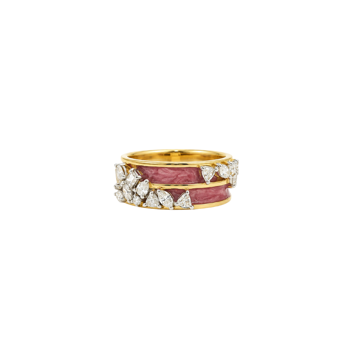 Escape Diamond Pink Enamel Ring