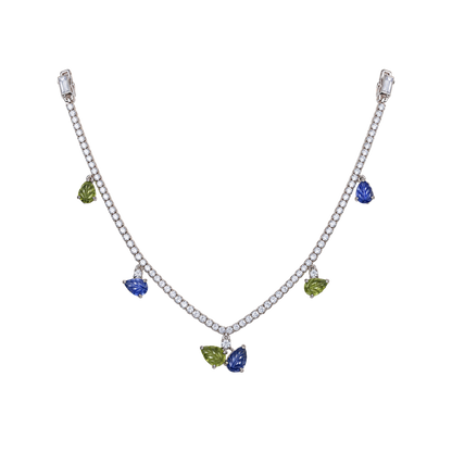 Bloom Blue & Green Sapphire Diamond Necklace