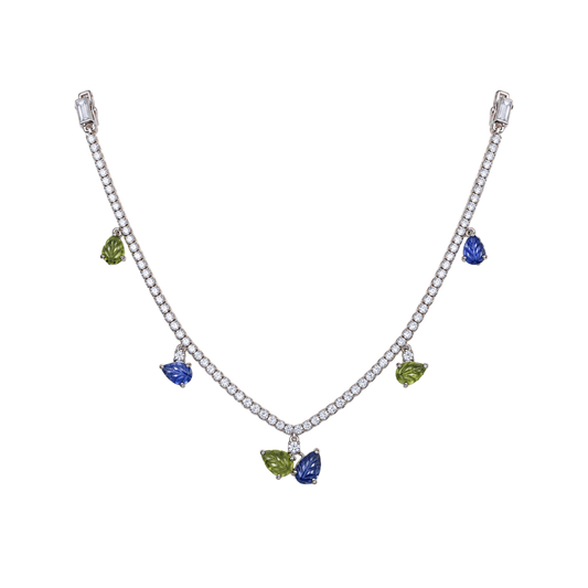 Bloom Blue & Green Sapphire Diamond Necklace