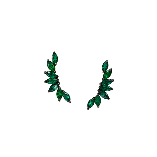 Zambian Emerald Leaf Cascade Earrings