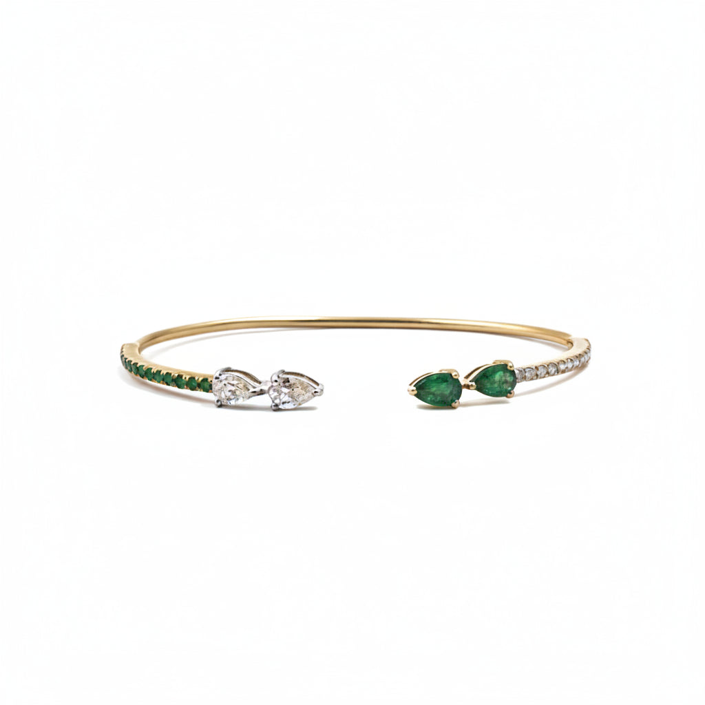 Bloom Emerald & Diamond Open Cuff