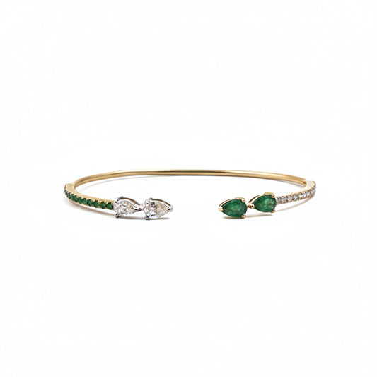 Bloom Emerald & Diamond Open Cuff