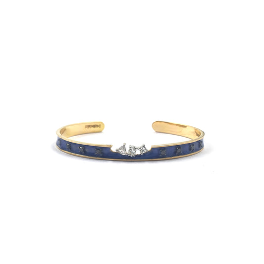 Escape Blue Enamel Diamond Open Bracelet