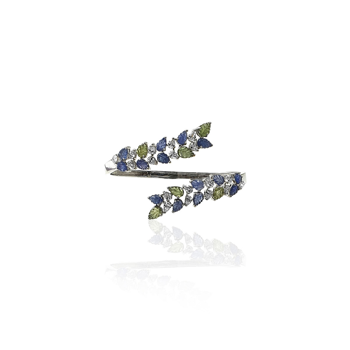 Bloom Blue & Green Sapphire Floral Cuff Bracelet