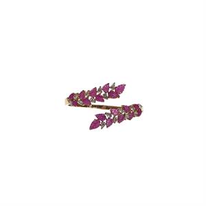 Bloom Pink Sapphire Leaf Earrings