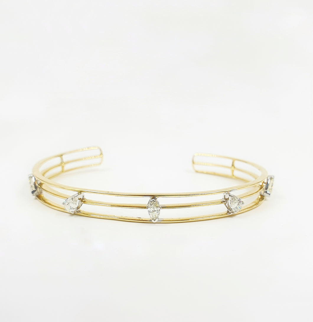 Triple Line Pear Marquise Bracelet