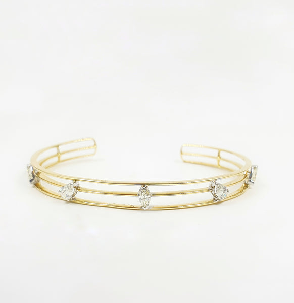 Triple Line Pear Marquise Bracelet