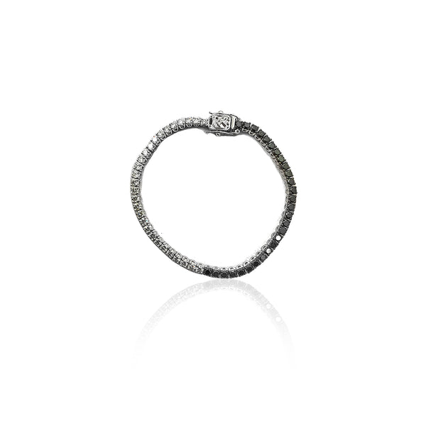 Yin & Yang Tennis Bracelet in Half Black & White Diamond