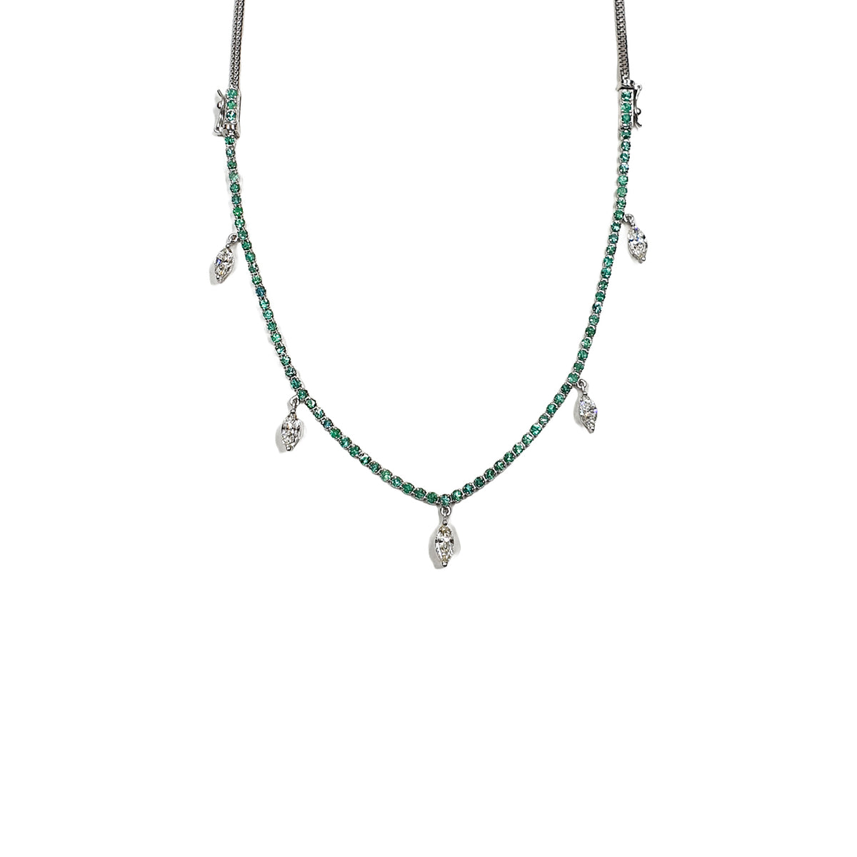 Bloom Emerald & Diamond Drop Necklace