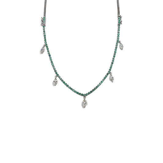 Bloom Emerald & Diamond Drop Necklace