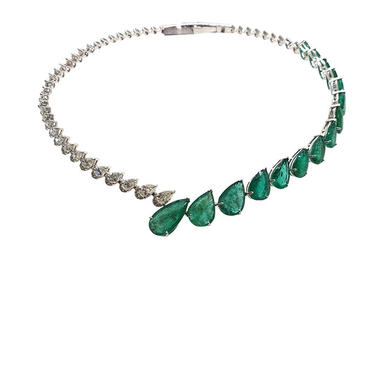 Bloom Emerald & Diamond Drop Necklace